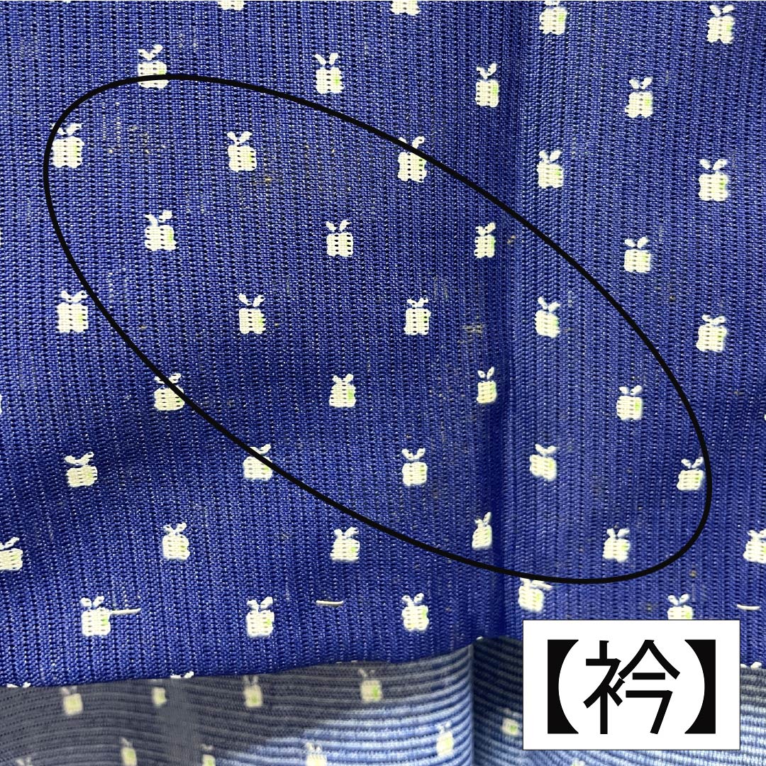 夏物 ポリエステル 訪問着 身丈161cm 裄丈65cm 抽象模様 洗える着物 絽 Aランク 紺系 1132002253418