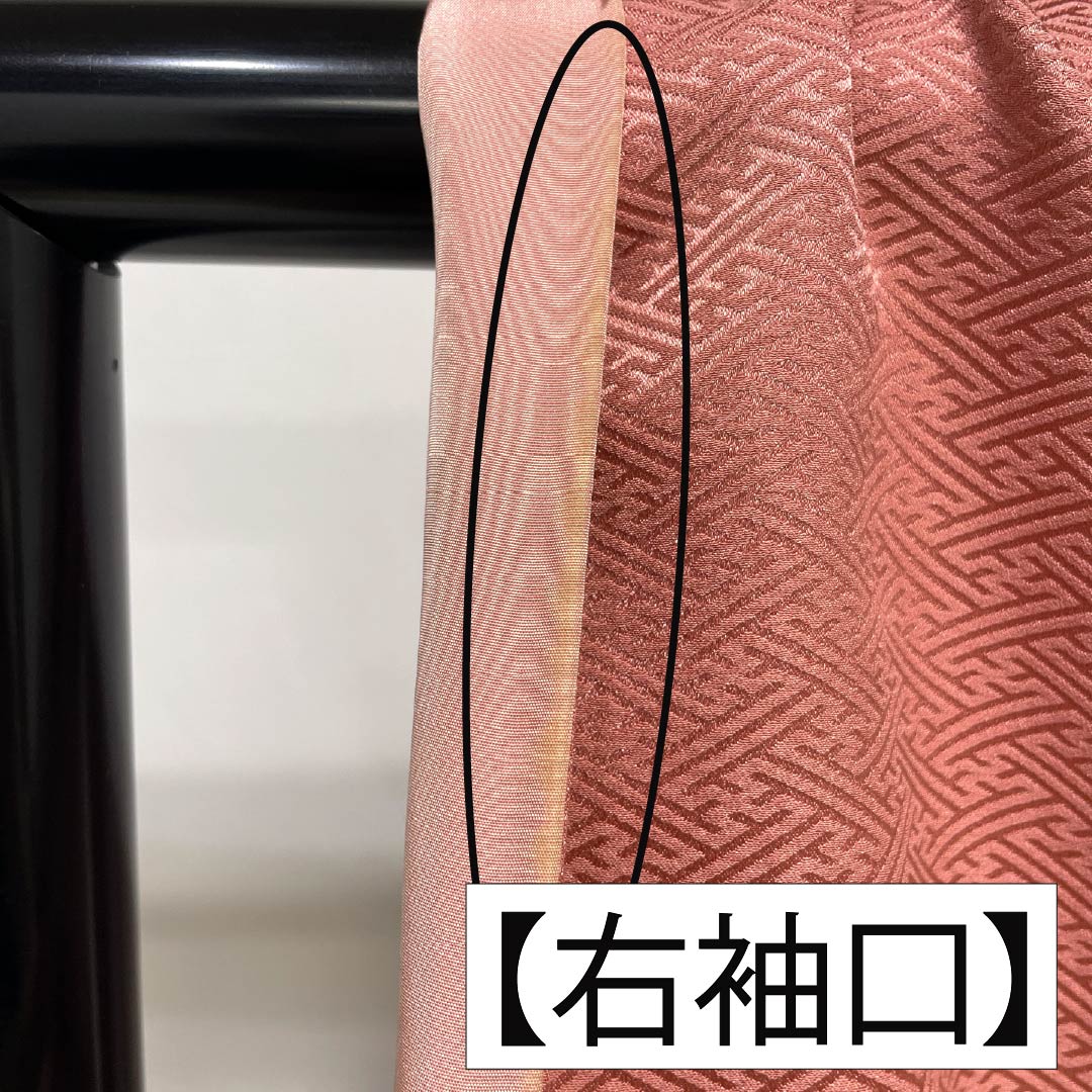 訪問着 正絹 Bランク 袷 身丈164.5cm 裄丈64cm 長春色(ちょうしゅんいろ) 絞り 刺繍 紗綾形 雲取り ピンク系 1112006214413