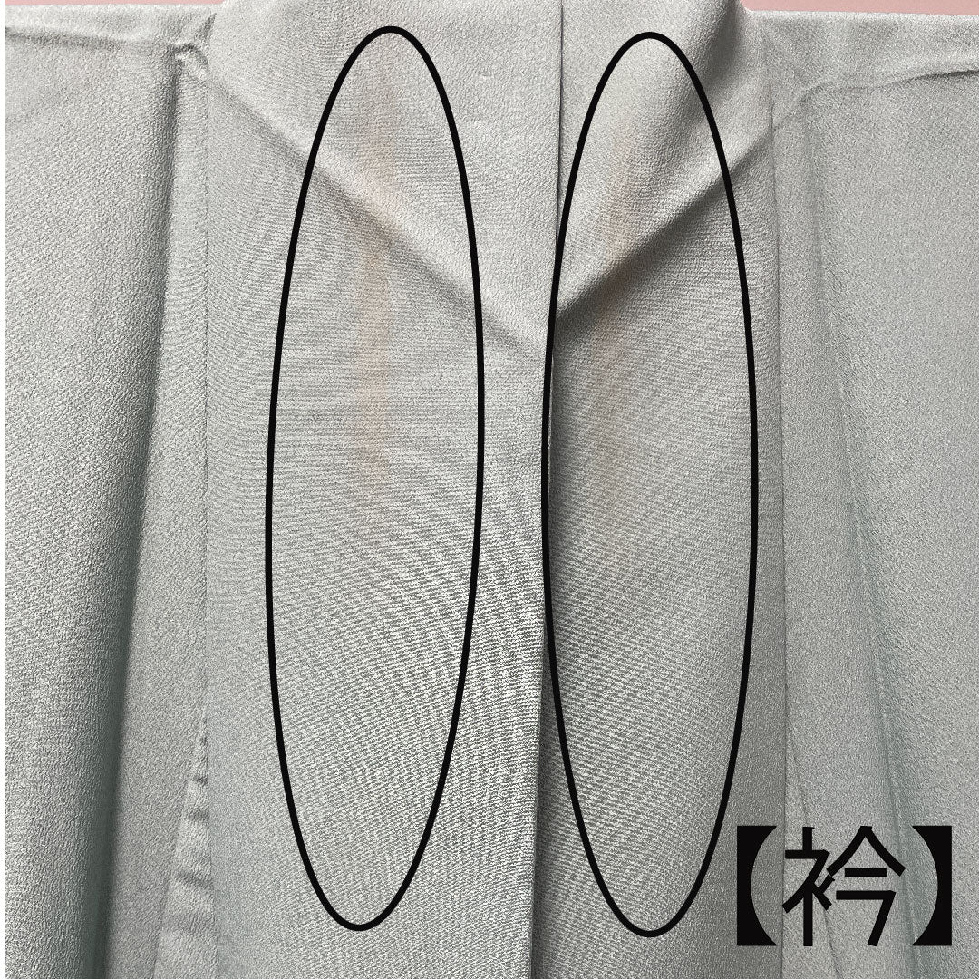 Plain color polyester rust celadon color washable kimono plain pattern assembled lattice length 166cm sleeve length 68cm lined A rank green 1114000773519