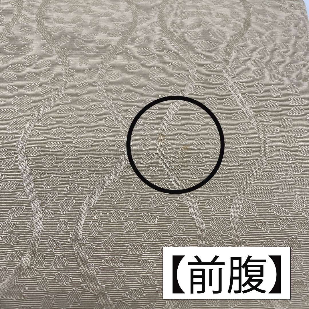 半幅帯 ポリエステル 帯丈372cm 枯野色(かれのいろ) 立涌文様 小桜 古典柄 ベージュ系 Aランク 1125001313325