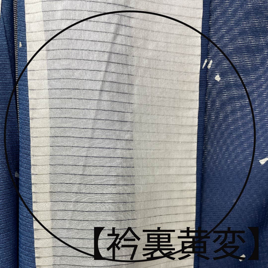 夏物 ポリエステル 訪問着 身丈166.5cm 裄丈66.5cm 韓藍色(からあいいろ)幾何学模様 絽 Aランク 紺系 1132000073518