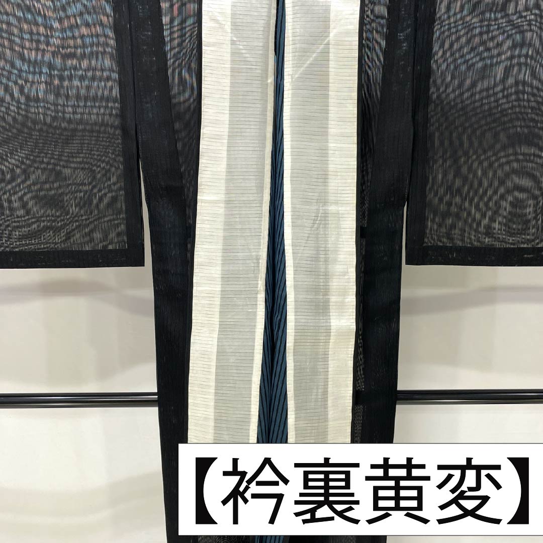 夏物 正絹 色無地 身丈157.5cm 裄丈62.5cm 竪絽 絽 Aランク 黒系 1132002703310