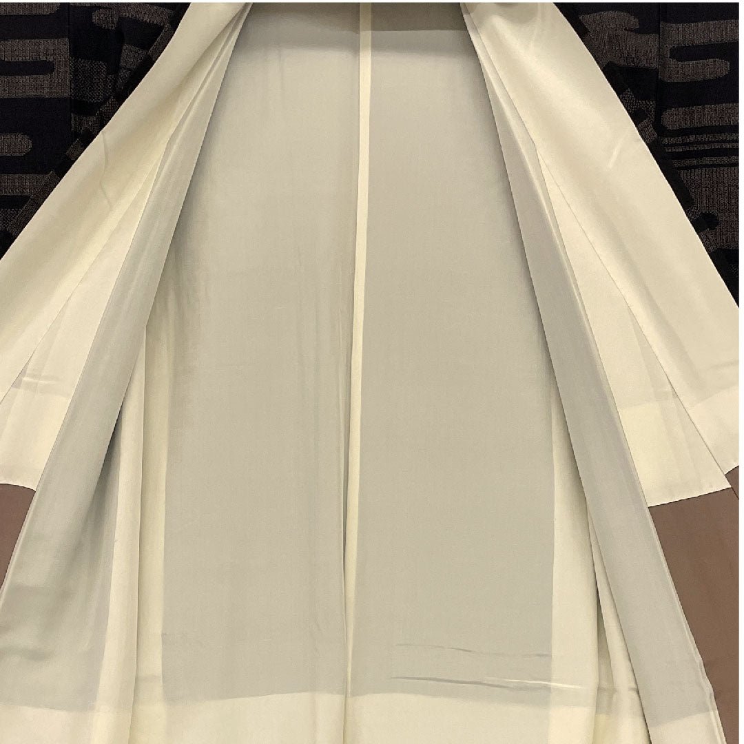 結城紬 身丈154cm 裄丈61cm 100亀甲 ヱ霞模様 正絹 Aランク 袷 黒系 1116000603210