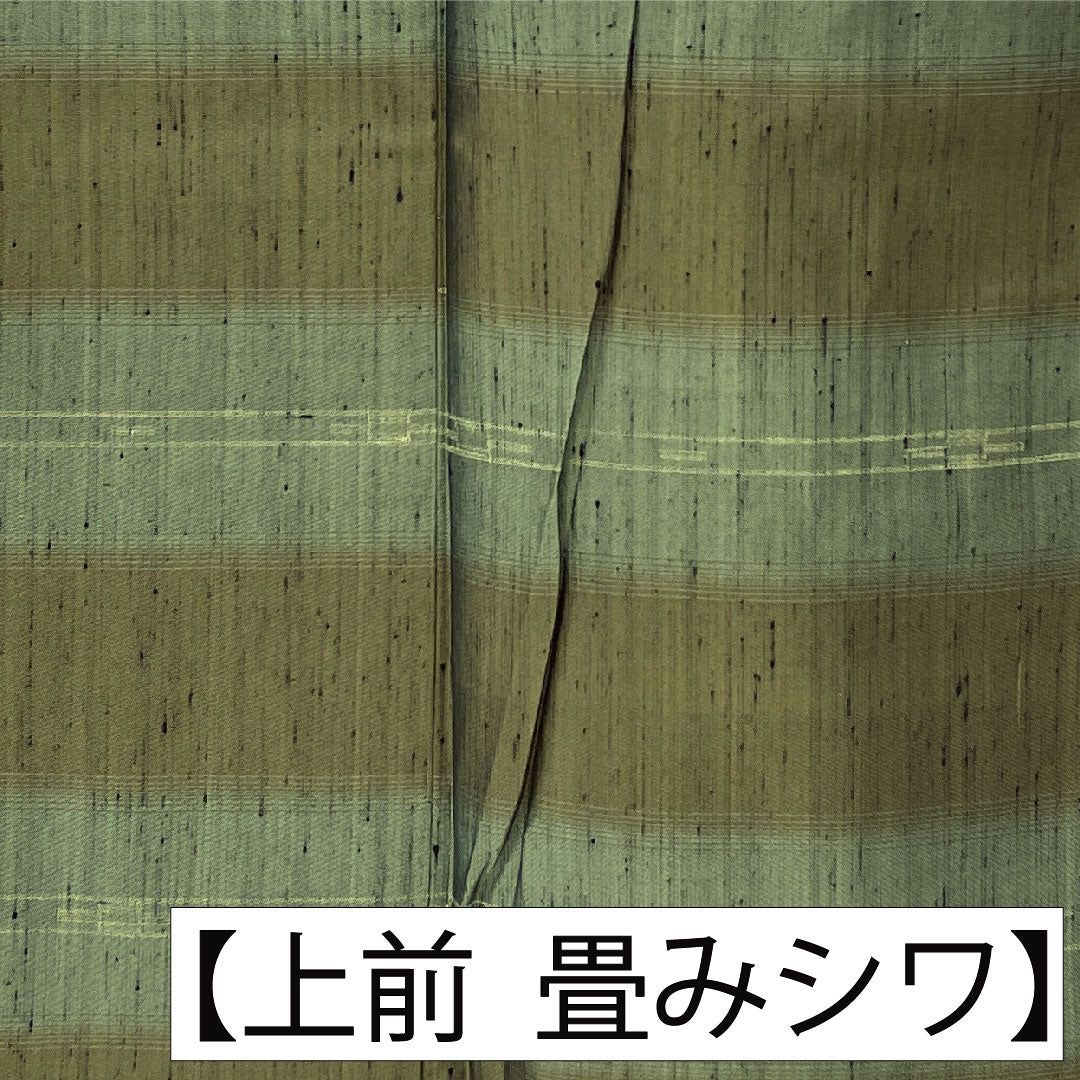 訪問着 正絹 袷 身丈163.5cm 裄丈63.5cm 深川鼠色(ふかがわねずいろ) 紬地 抽象模様 Sランク 緑系 1112005872419