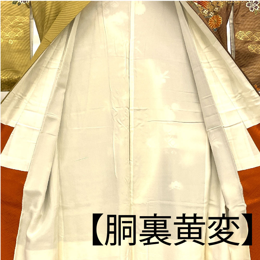 訪問着 袷 身丈165.5cm 裄丈68cm 京友禅 鳳凰 吉祥文様 正絹 Aランク 茶系 1112001063514