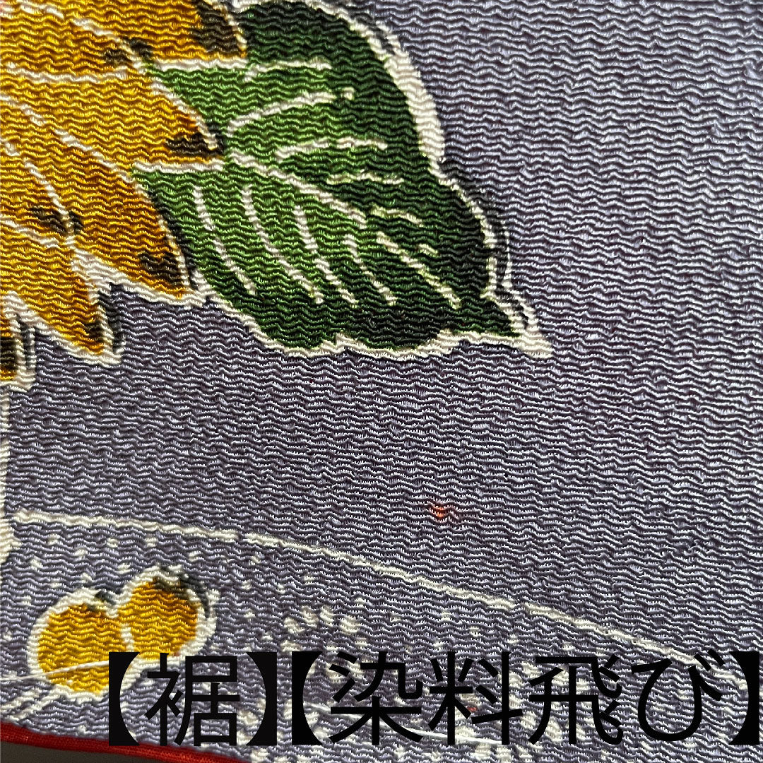 小紋 身丈158cm 裄丈66.5cm 袷 藤鳩羽色 型染 菊 正絹 Aランク 紫系 1115002413320