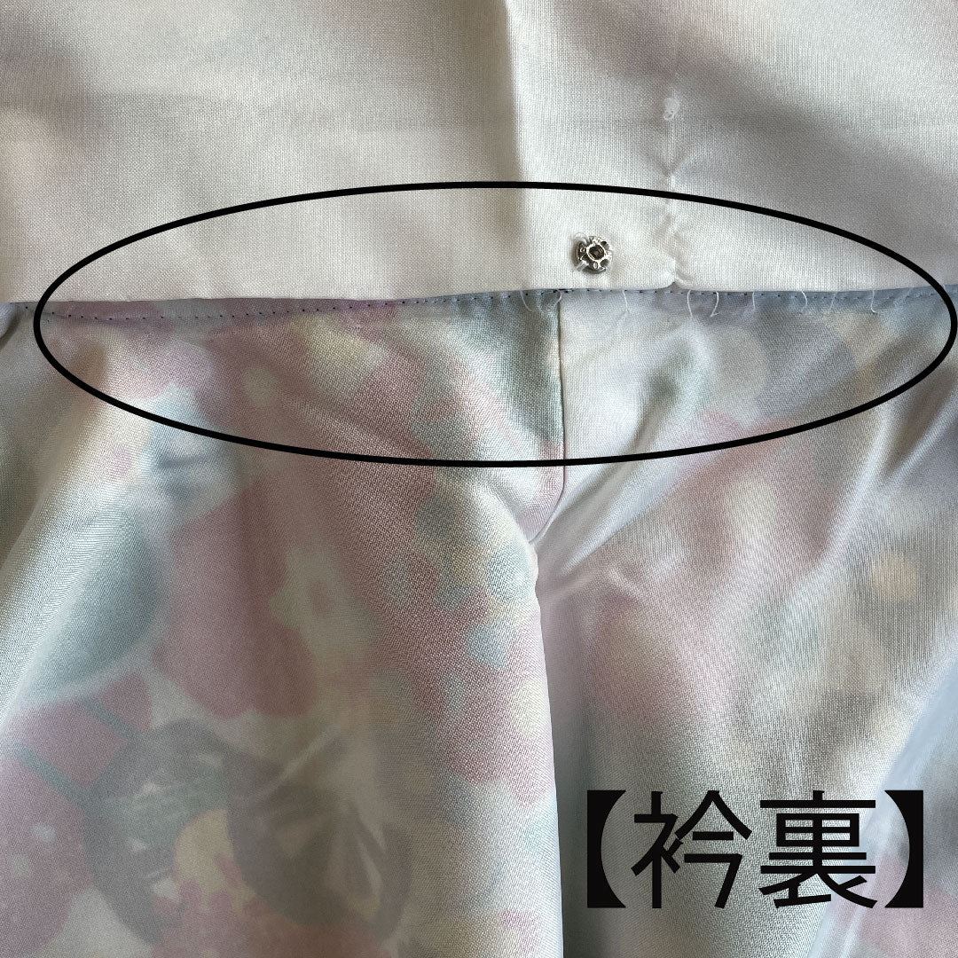 Long-sleeved kimono, length 170cm, sleeve length 70cm, lined, Shinbashi color, washable kimono, plum, poly, S rank, blue, 1113000982617