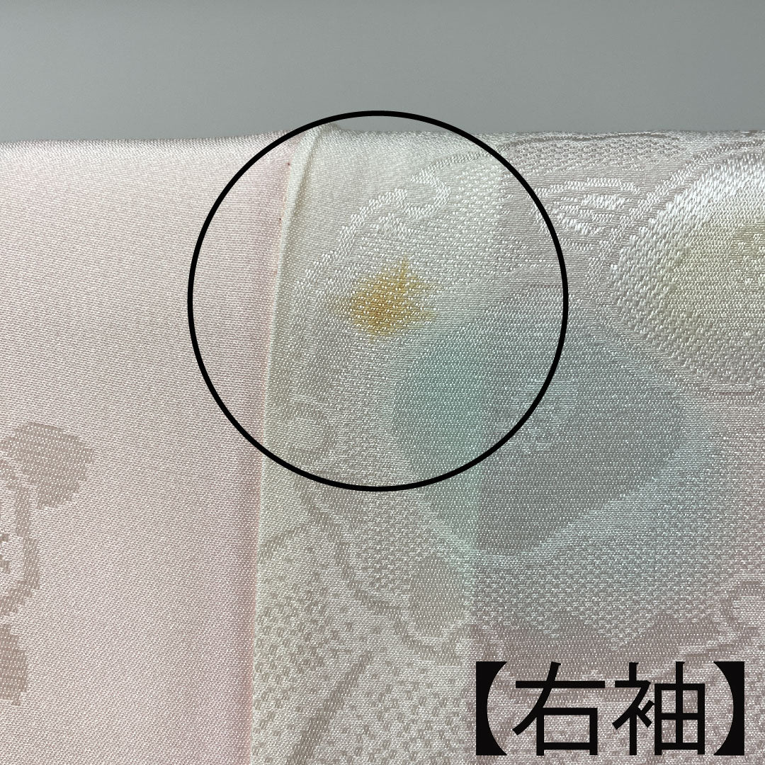 長襦袢 正絹 身丈124cm 裄丈64cm 単衣 振袖用 ボカシ染 雪輪 椿 Aランク ピンク系 1129000393113