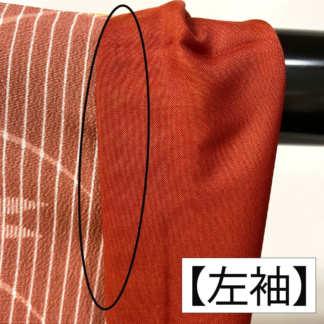 小紋 ポリエステル 身丈163cm 裄丈65cm 袷 似紅色(にせべにいろ) 露芝 小花 洗える着物 Aランク 赤系 1115005933412