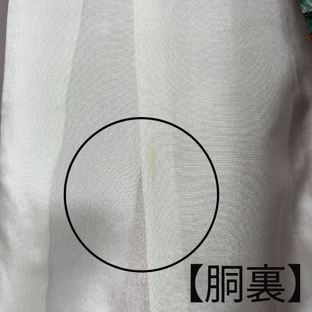 小紋 身丈175cm 裄丈65cm 袷 しつけ糸付き 銀朱色 草花模様 正絹 Sランク 朱系 1115002772816