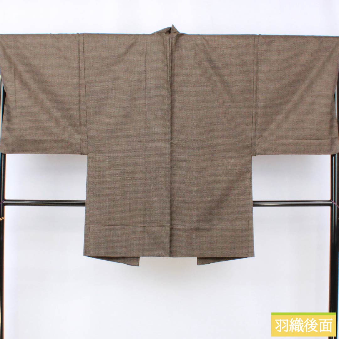 男物 正絹 Sランク 身丈139cm 裄丈68.5cm 落栗色(おちぐりいろ) 大島紬 100亀甲 アンサンブル 袷 茶系 1119001382314