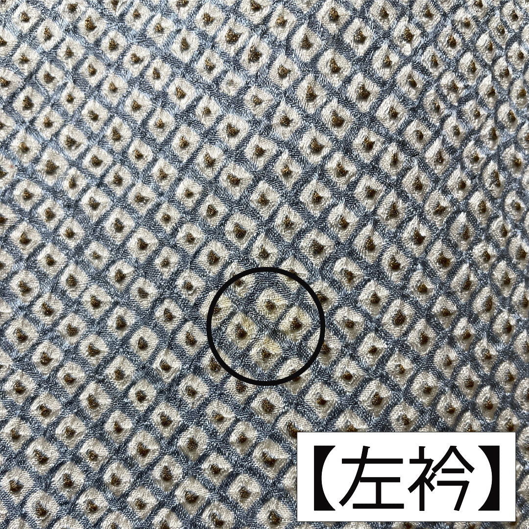 小紋 正絹 身丈155.5cm 裄丈64.5cm 袷 青白磁色(せいはくじいろ) 総絞り 疋田絞り Aランク 水色系 1115004673324