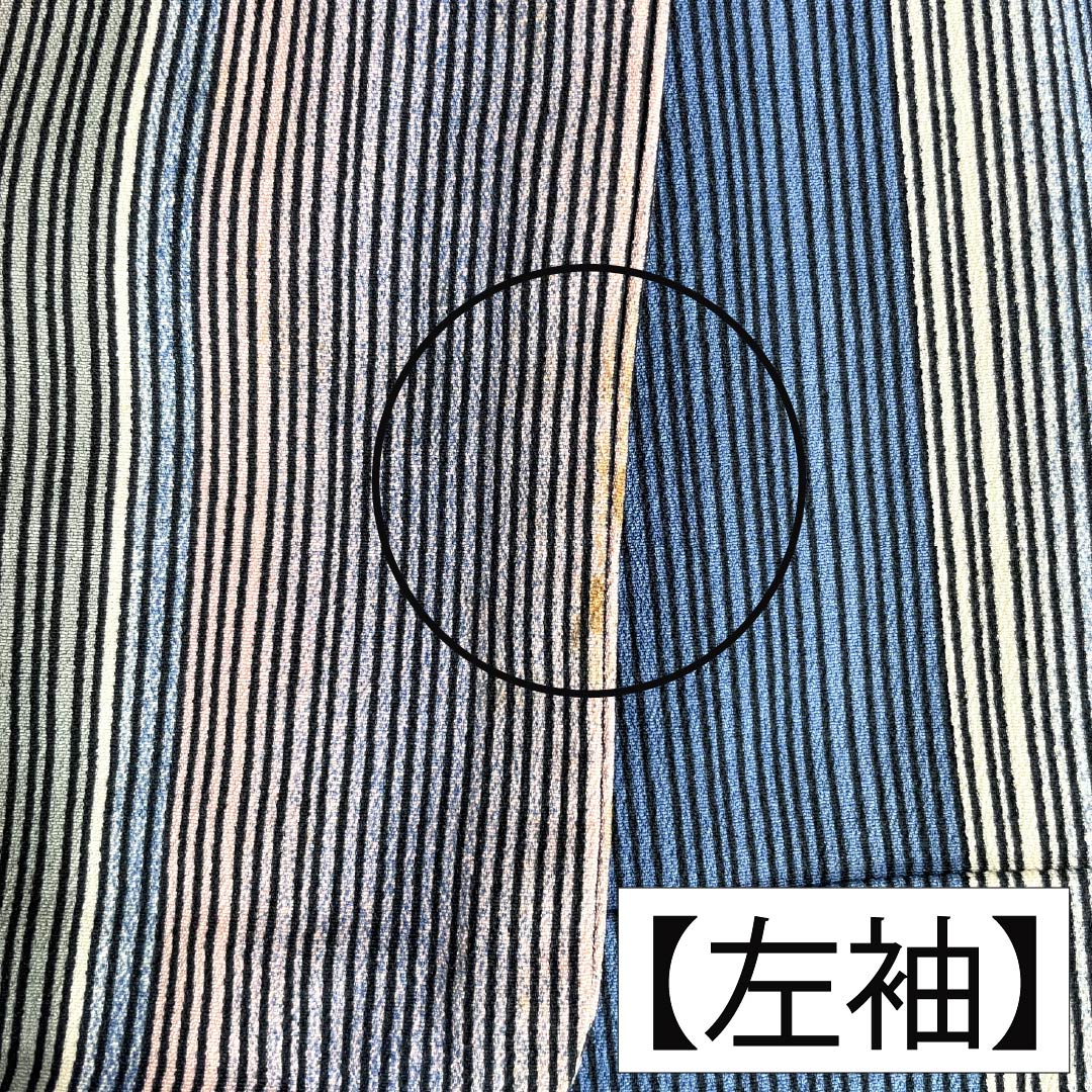 Kimono, Polyester, Rank A, Length 164cm, Sleeve-to-sleeve 64.5cm, Unlined, Light Ultramarine, Stenciled Stripes, Washable Kimono, Blue-toned, 1115007903417