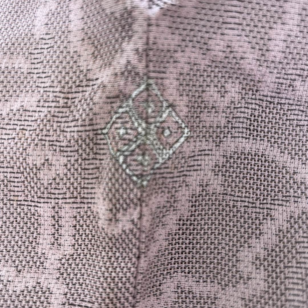 Summer pure silk komon length 155.5cm sleeve length 63.5cm light brown floral pattern gauze S rank purple 1132000222320