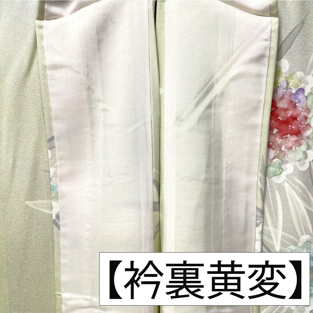 小紋 正絹 身丈158cm 裄丈63.5cm 単衣 硫黄色(いおういろ) ろうけつ染め 沈丁花 Sランク 黄系 1115005702323