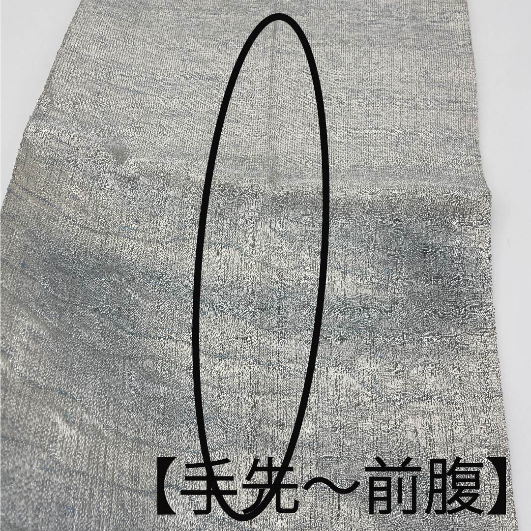 袋帯 銀白色色(ぎんはくしょくいろ) 夏帯 抽象模様 夏物 帯丈430cm 正絹 Bランク ポイント柄 カジュアル グラデーション系 1123007764399