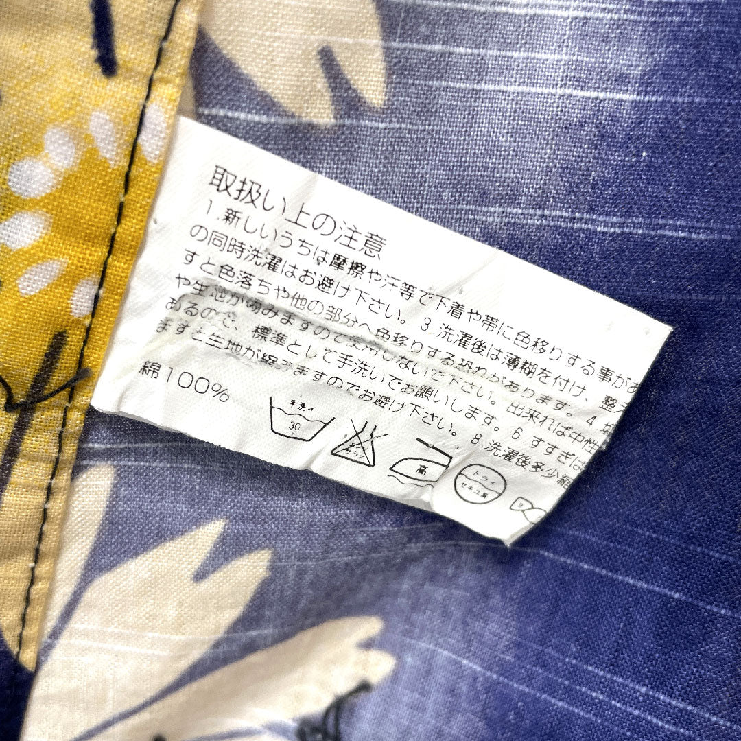 浴衣 マリーゴールド 木綿 Sランク 単衣 身丈154.5cm 裄丈62cm 紺系 1118002102218