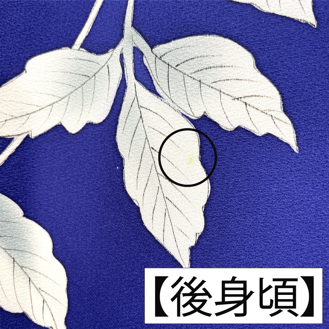 訪問着 正絹 袷 身丈163.5cm 裄丈65.5cm 瑠璃色(るりいろ) 京友禅 菊 しつけ糸付き Aランク 紺系 1112005283418