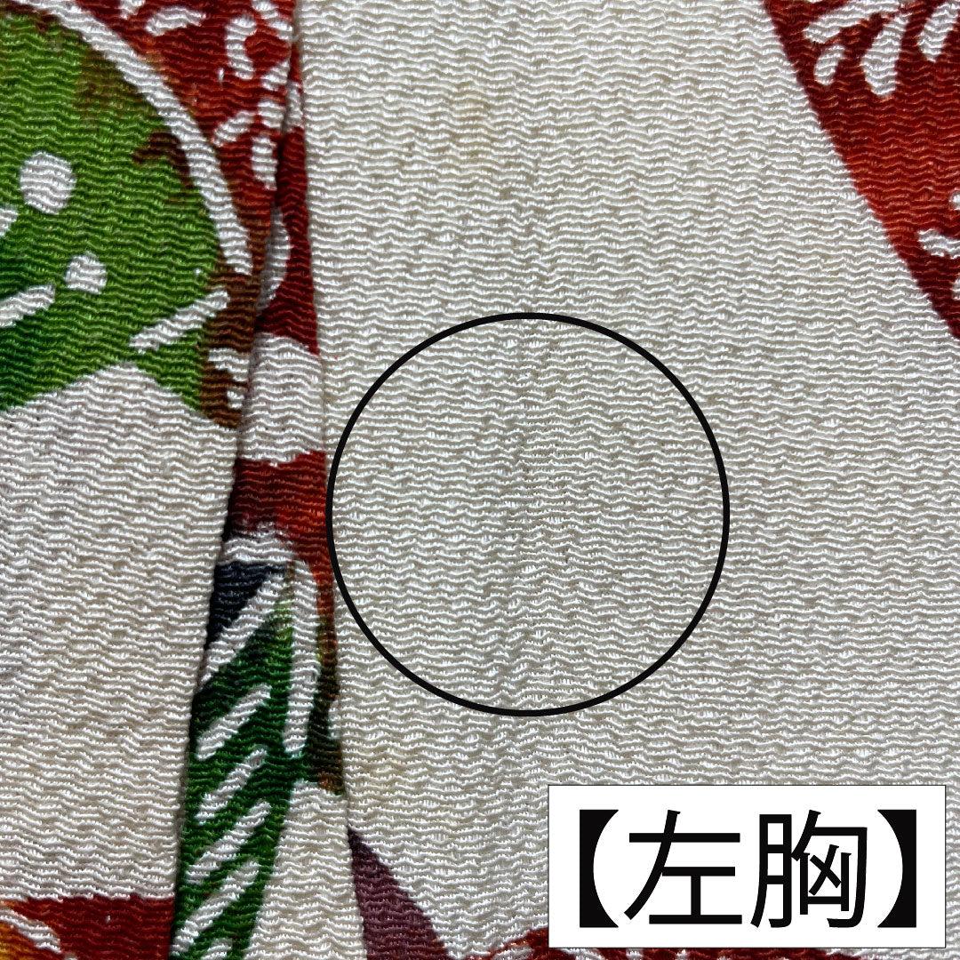 小紋 正絹 Aランク 身丈157cm 裄丈64cm 袷 乳白色(にゅうはくしょく) 京紅型 吉祥文様 クリーム系 1115007263315