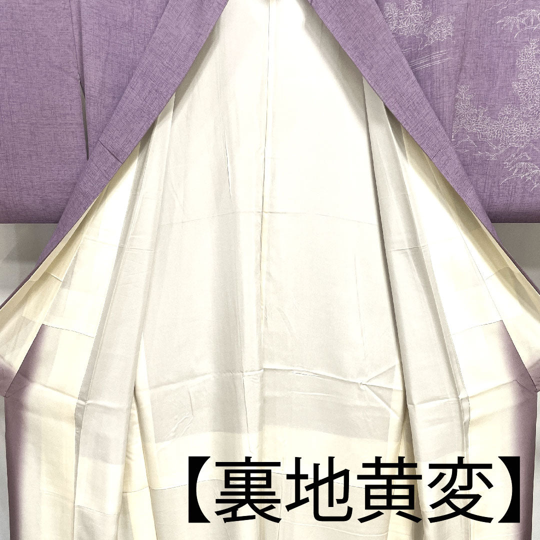 訪問着 袷 身丈156cm 裄丈61cm 薄藤色 茶屋辻模様 正絹 Aランク 紫系 1112001953320