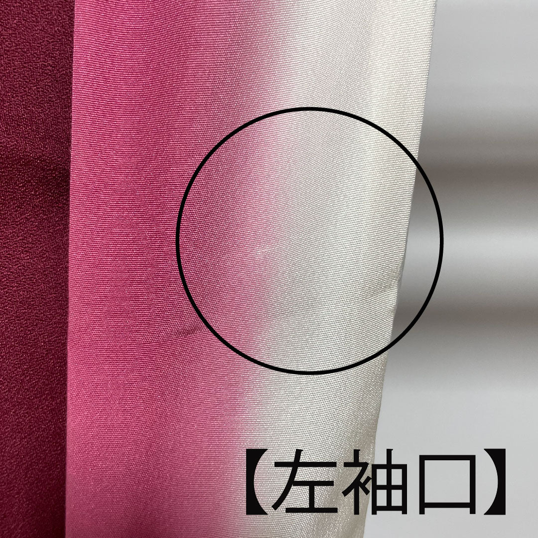 Homongi, lined, length 170cm, sleeve length 69cm, grape color, hand-painted Yuzen, rose, pure silk, S rank, purple, 1112001702620