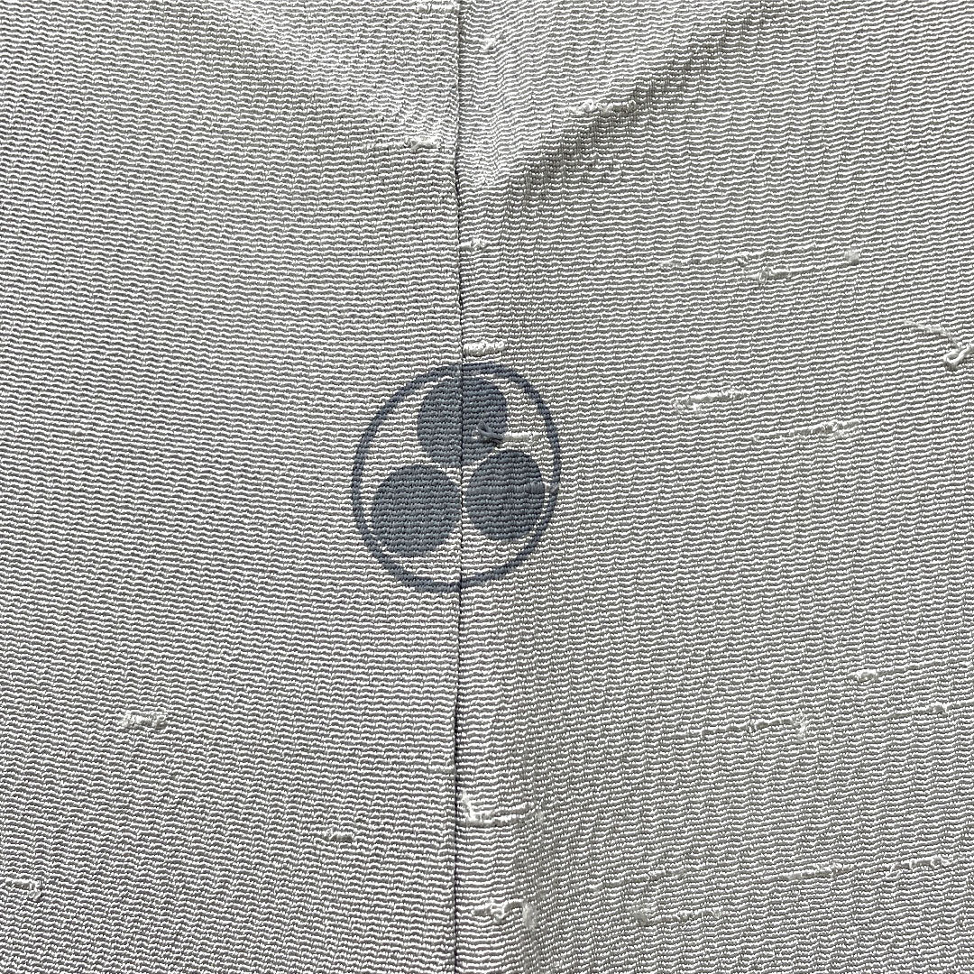 色無地 正絹 身丈163cm 裄丈68cm 白銅色(はくどういろ) ひげ紬地 一つ紋 丸に三ツ星 袷 Aランク グレー系 1114001713422