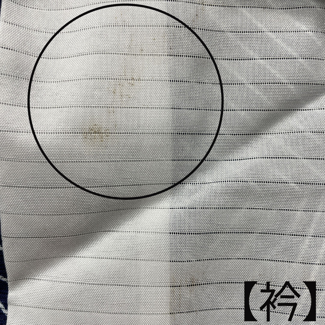 Summer kimono, polyester, small pattern, length 170.5cm, sleeve length 65cm, navy bellflower color, geometric pattern, washable kimono, with basting thread, silk, S rank, navy blue, 1132001552618