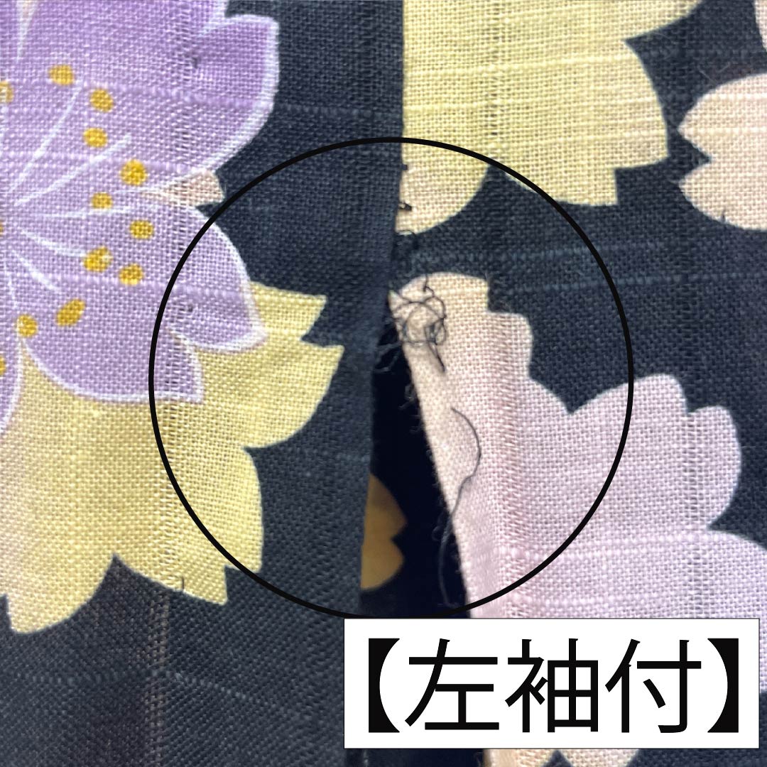 浴衣 木綿 身丈163.5cm 裄丈66.5cm Aランク 単衣 黒系 EASTBOY 桜 1118005323410