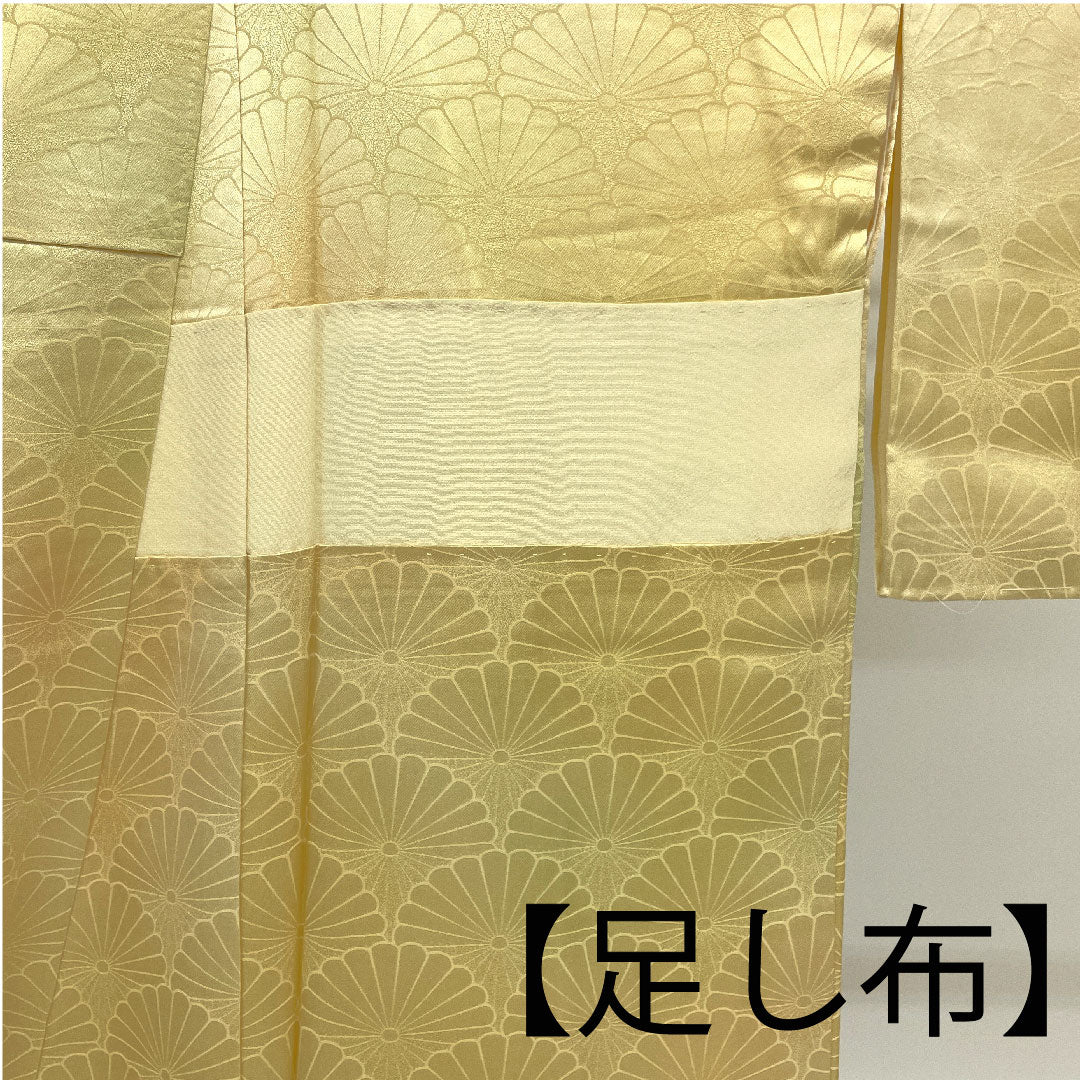 色無地 菊 ぼかし 身丈167.5cm 裄丈66.5cm 袷 正絹 Sランク 黄系 1114000352523