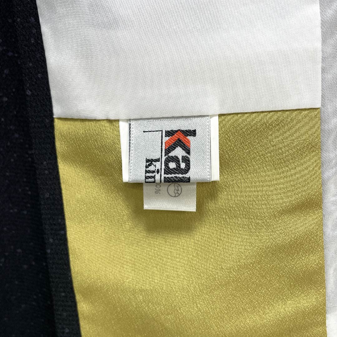 訪問着 ポリエステル Sランク 袷 身丈166.5cm 裄丈68cm 山本寛斎 蒲萄 洗える着物 付下げ 黒系 1112006942510