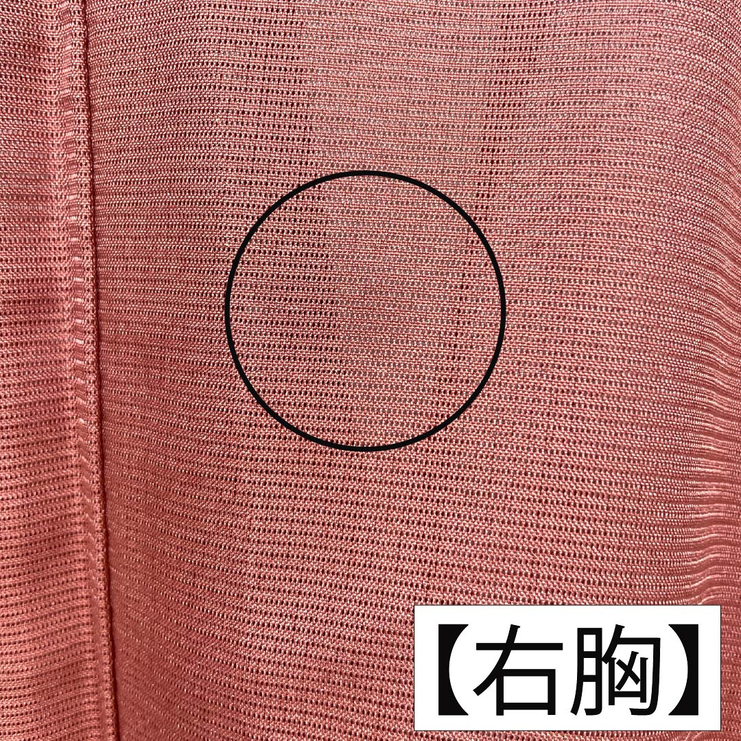 夏物 ポリエステル 色無地 Aランク 身丈162.5cm 裄丈66.5cm 浅蘇芳色(あさきすおういろ) 洗える着物 素無地 絽 ピンク系 1132004093413