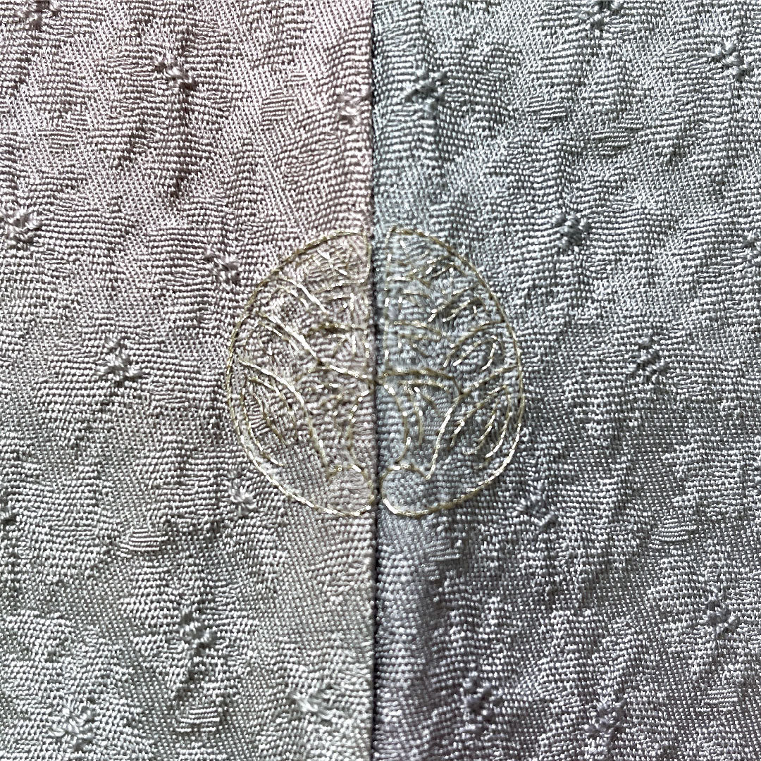 小紋 正絹 身丈156.5cm 裄丈63.5cm 袷 ボカシ染 一つ紋 丸に抱き茗荷 Aランク グラデーション系 1115004783399