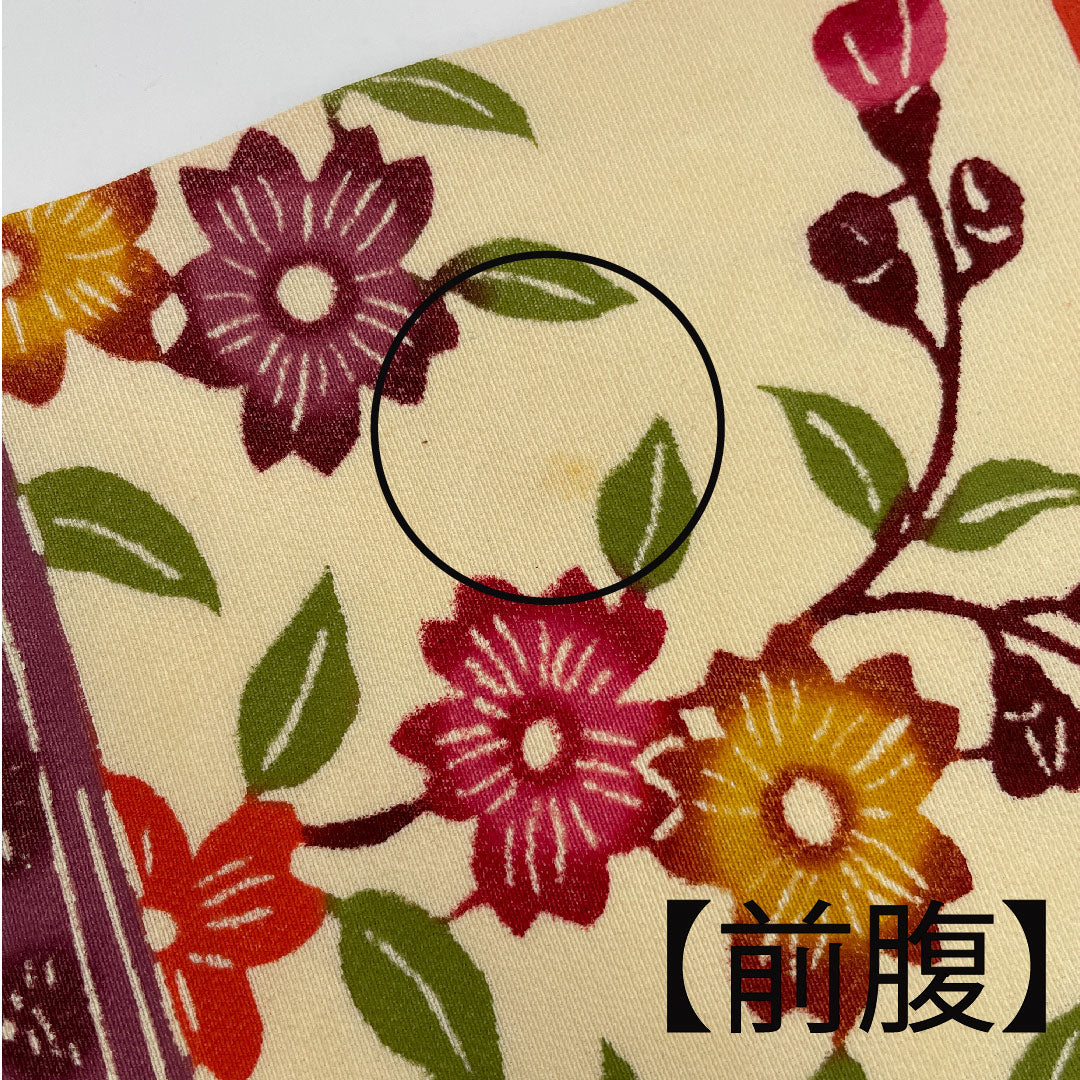 名古屋帯 型染 群鶴に枝花模様 単衣 帯丈311cm 正絹 Bランク 全通 カジュアル クリーム系 1124001404315 名古屋仕立て