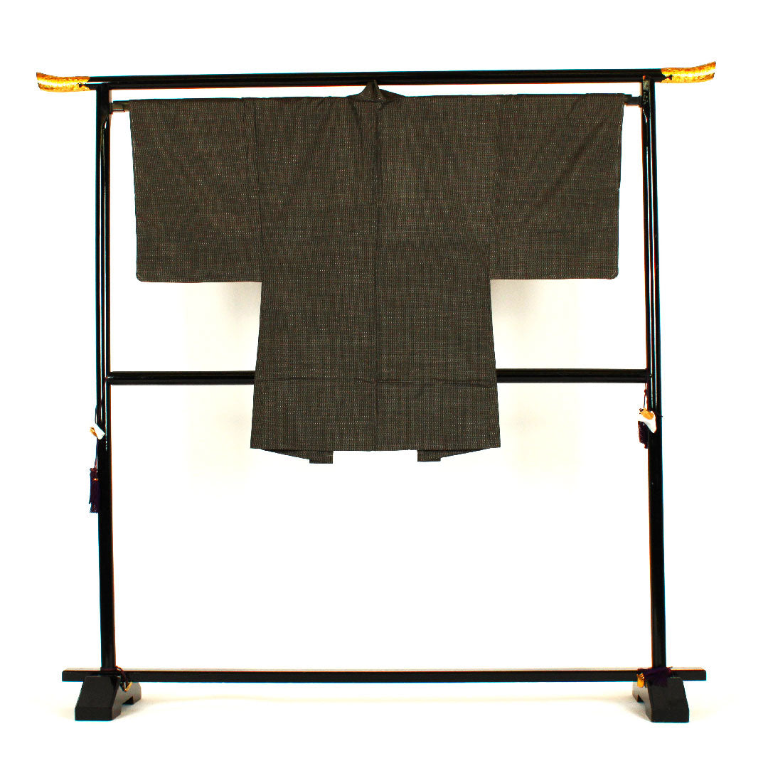 Men's Length 144cm Sleeve length 67cm Oshima Tsumugi ensemble Pure silk S rank Awase Black 1119000202410