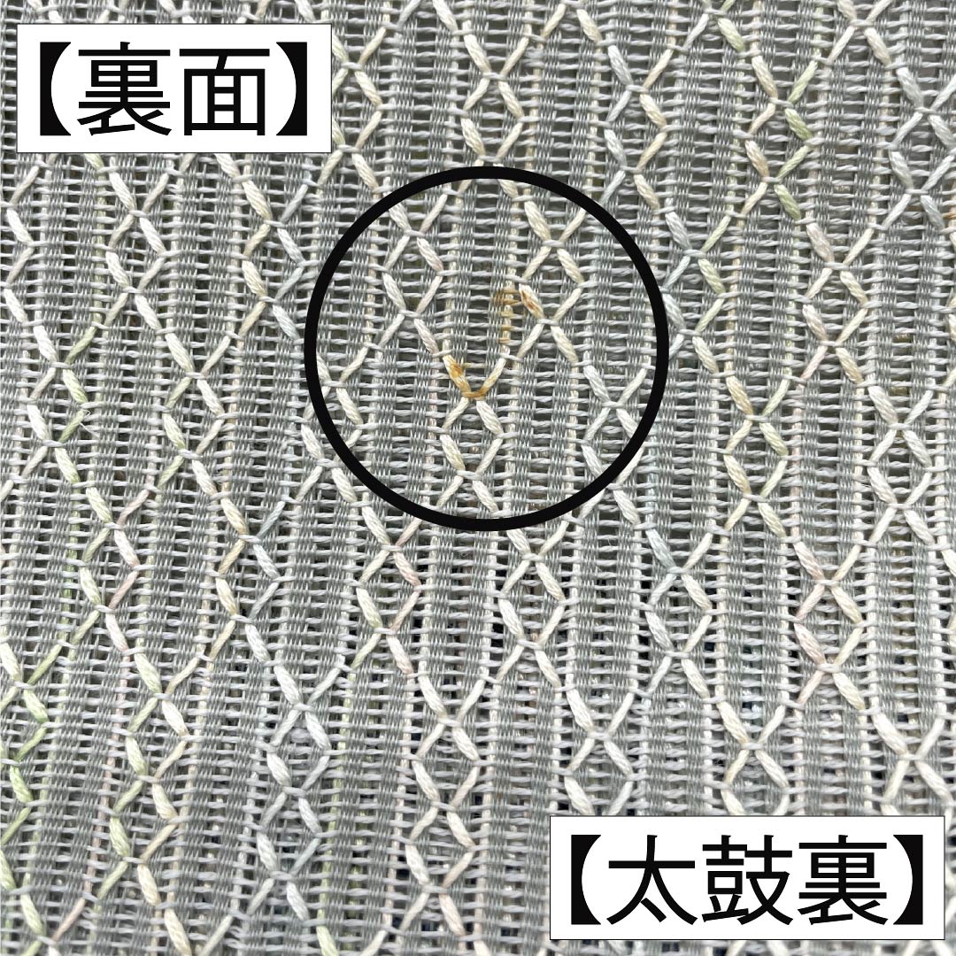 名古屋帯 正絹 Aランク 開き仕立て 夏帯 幾何学模様 変わり市松 帯丈356cm 全通 カジュアル グラデーション系 1124013023399