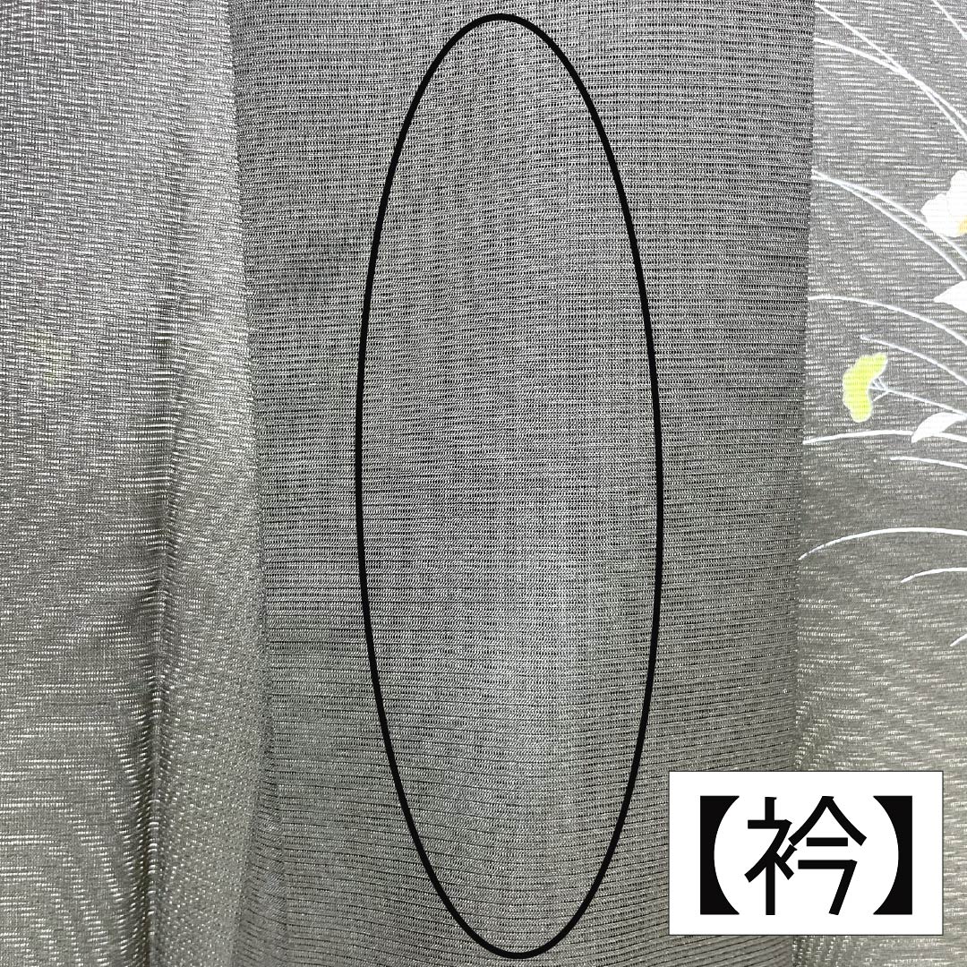 夏物 ポリエステル 付下げ Aランク 身丈153.5cm 裄丈64.5cm 草花模様 洗える着物 絽 黒系 1132005243210