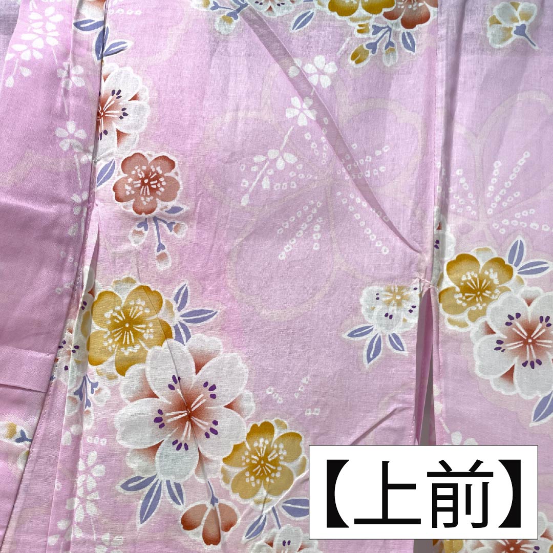 Cotton Yukata, Length 161.5cm, Sleeve Length 65.5cm, S Rank, Single Layer, Pink, Karada (Niwaumeiro) Color, Cherry Blossom Design, 1118006272413