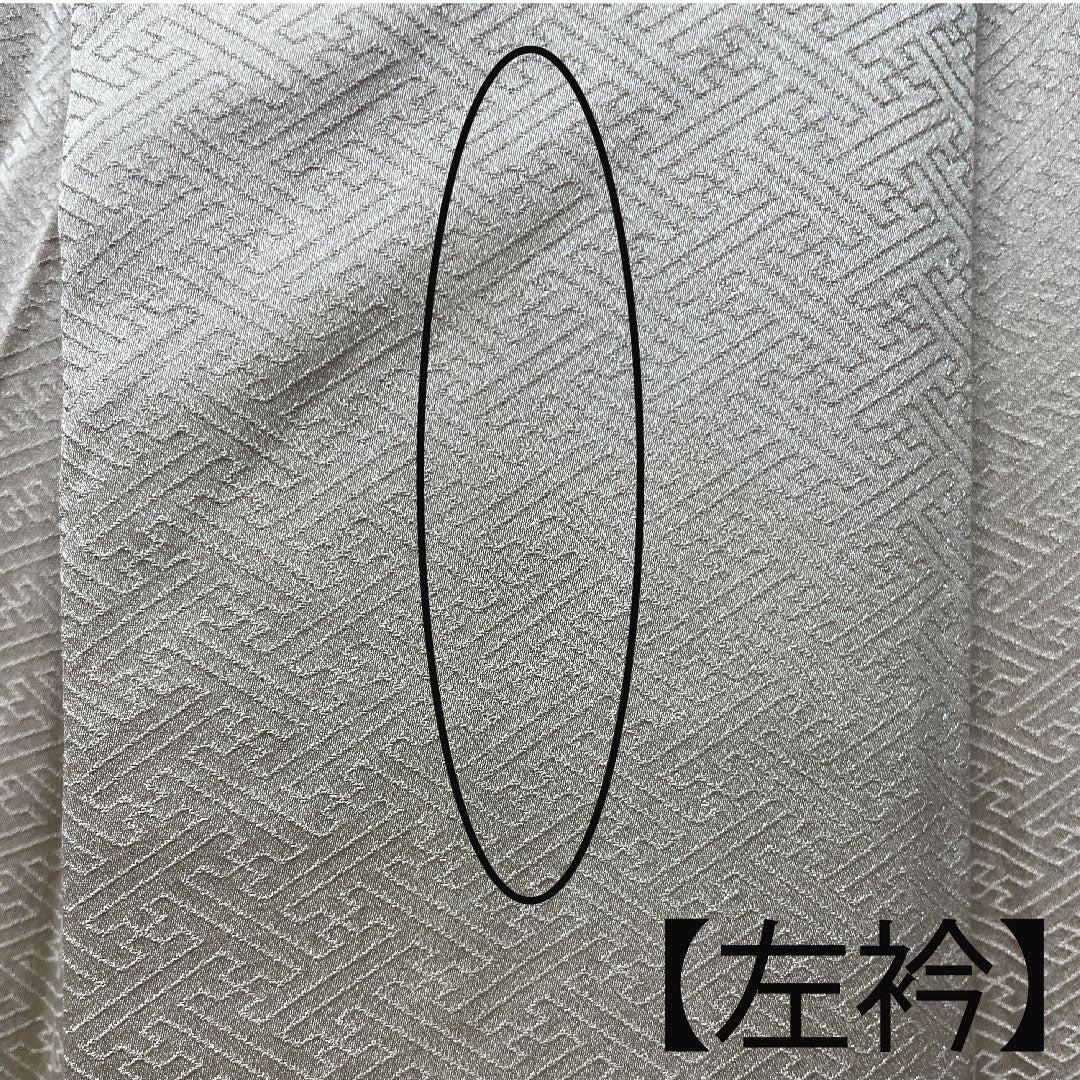 訪問着 袷 身丈153.5cm 裄丈62.5cm 白橡色 刺繡 絞り 扇 正絹 Bランク クリーム系 1112002194215