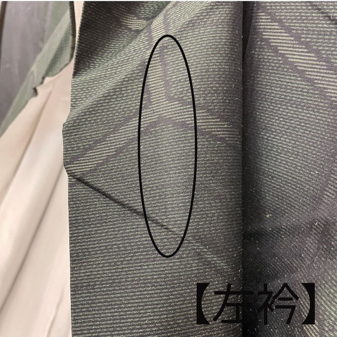 大島紬 身丈166cm 裄丈67cm 緯総絣 亀甲 正絹 Bランク 袷 緑系 1116001554519