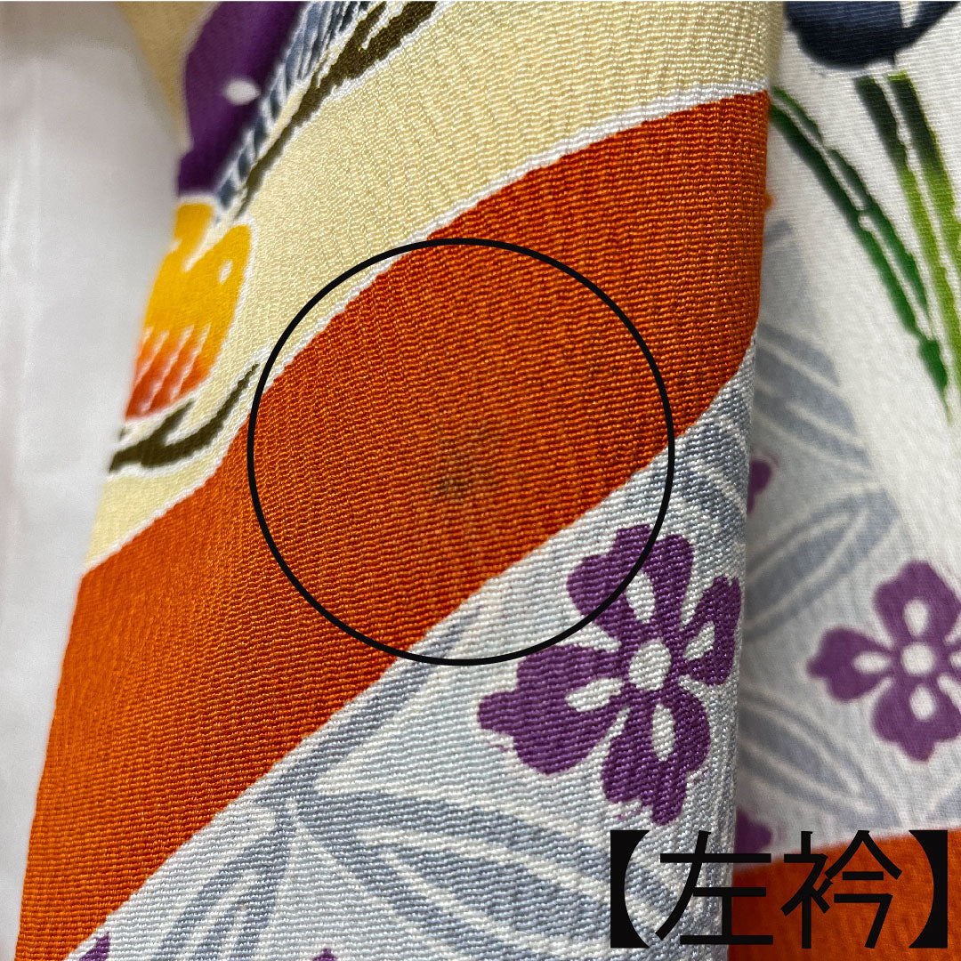 振袖 正絹 身丈151cm 裄丈62cm 袷 黄丹色 京紅型 吉祥文様 Aランク 橙系 1113001913226