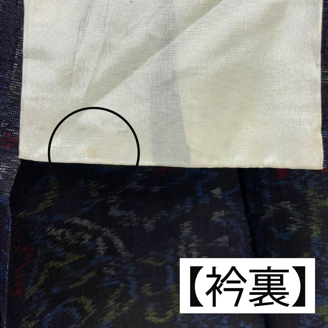 紬 正絹 Sランク 身丈157cm 裄丈66cm 相済茶色(あいすみちゃいろ) 抽象模様 単衣 紺系 1116004152318