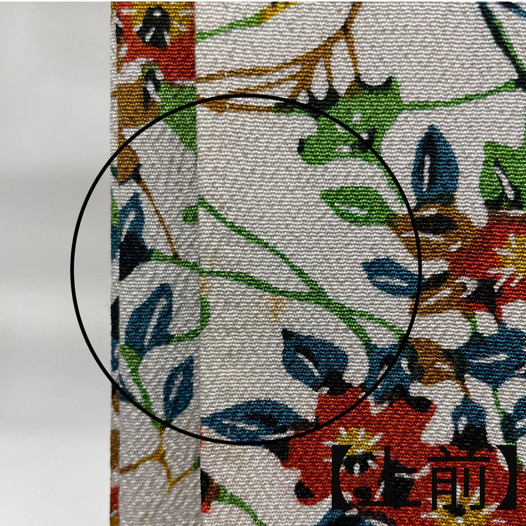 小紋 身丈156cm 裄丈60cm 袷 胡粉色 草花模様 正絹 Aランク 白系 1115003073311