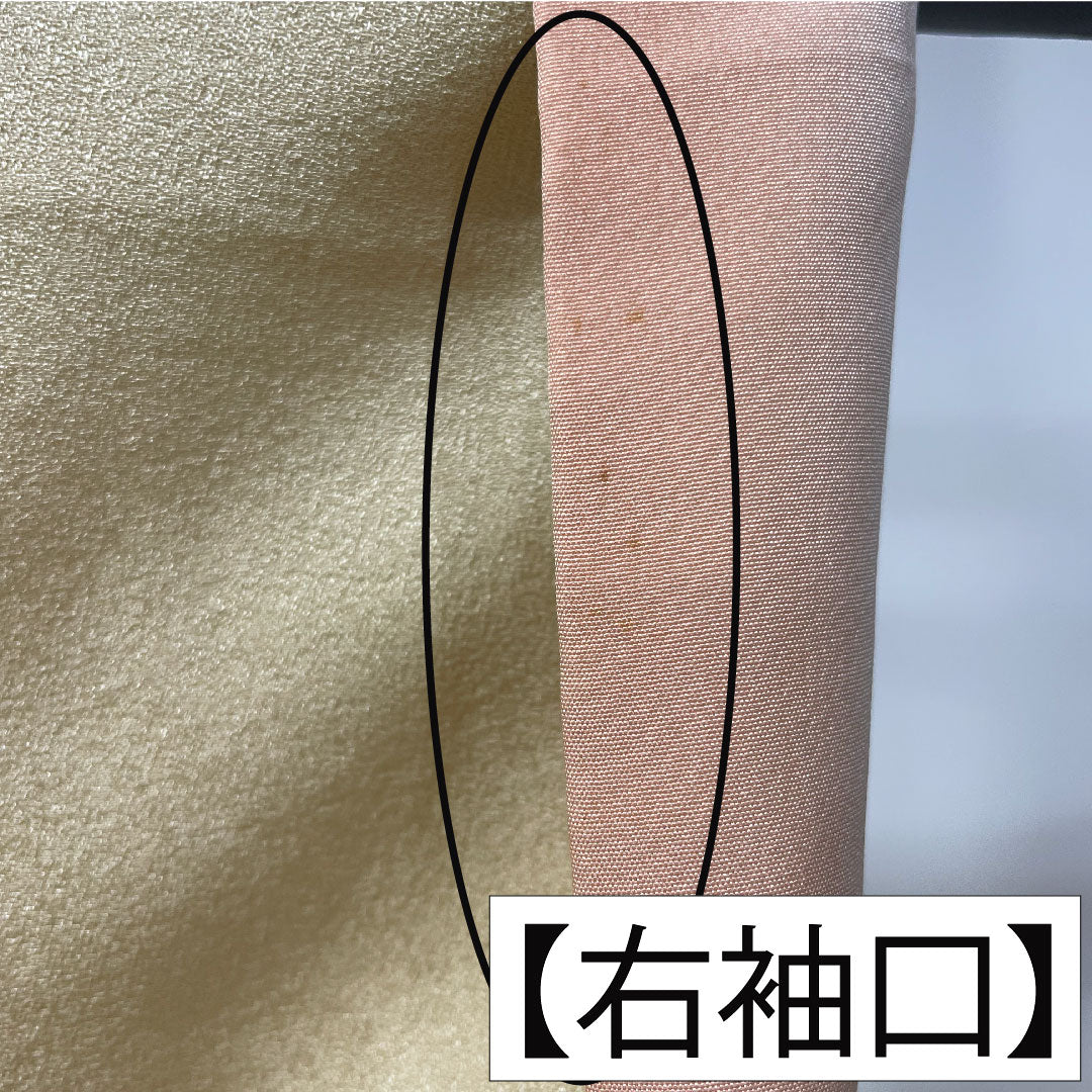 色無地 正絹 身丈155.5cm 裄丈64.5cm 東京白茶色(とうきょうしらちゃいろ) 素無地 梅鉢 袷 Aランク 黄系 1114001463323