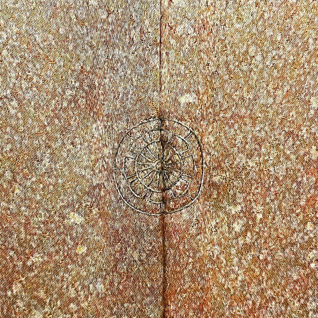 色無地 タタキ染 作家物 源氏車 身丈157cm 裄丈64.5cm 袷 正絹 Sランク 茶系 1114000382314