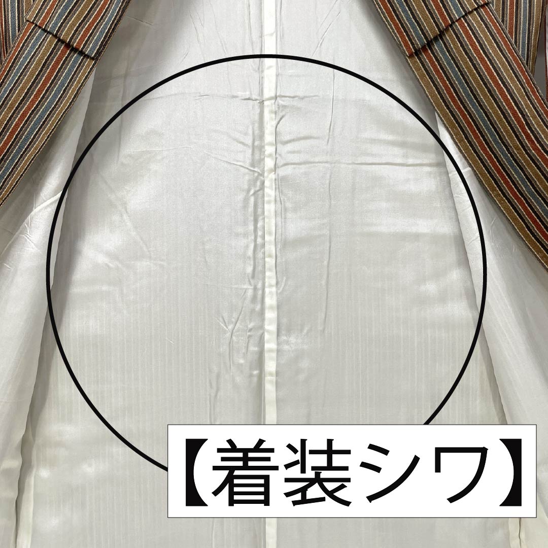 訪問着 正絹 Sランク 袷 身丈165.5cm 裄丈66.5cm 遠州茶色(えんしゅうちゃいろ) 京紅型 縞 茶屋辻 橙系 1112006892526