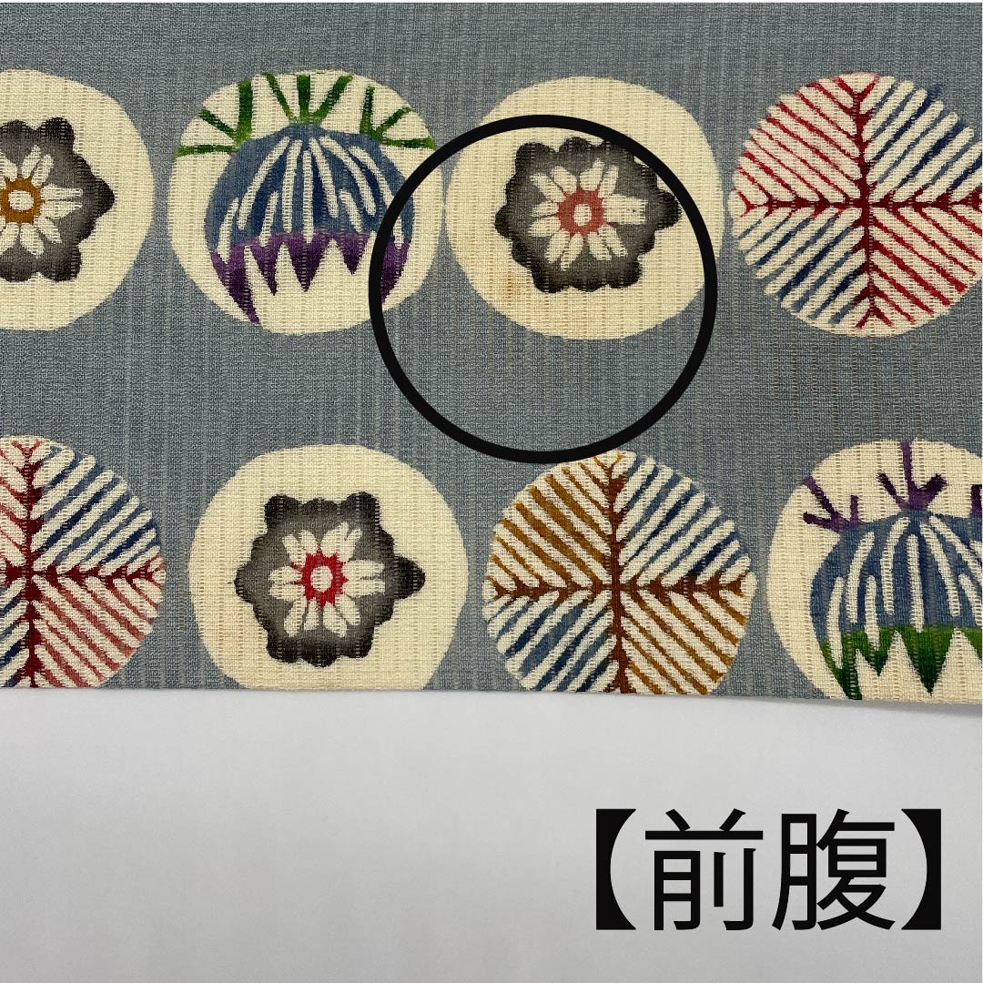 Nagoya obi, agarwood brown, summer obi, silk, floral pattern, dyed obi, obi length 378.5cm, pure silk, B rank, six-pass, casual, blue, 1124004294317, Nagoya style