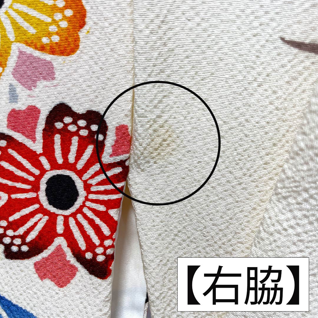 Furisode Pure Silk A Rank Length 161.5cm Sleeve-to-sleeve 65.5cm Lined Milky White Kyo Yuzen Auspicious Patterns With basting stitches White 1113002913411