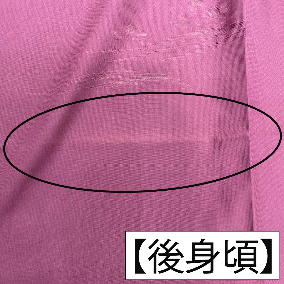 夏物 正絹 色無地 Bランク 身丈158cm 裄丈63.5cm 紅鶸色(べにひわいろ) 波 紗 紫系 1132004434320