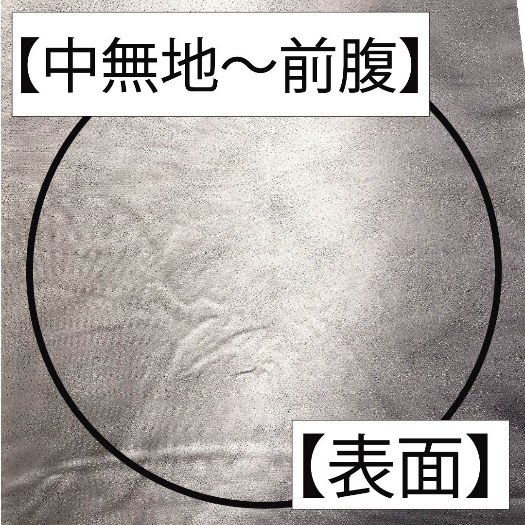 袋帯 正絹 薄鼠色(うすねずいろ) 西陣織 四角模様 疋田 ラメ 帯丈460cm Sランク ポイント柄 セミフォーマル グレー系 1123012632422