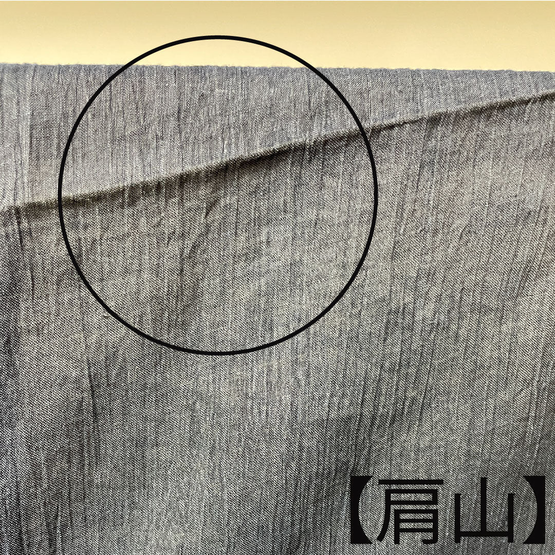 夏物 麻 男物 身丈145cm 裄丈67cm 濃紺色(のうこんいろ) 小千谷縮 紗 Bランク 紺系 1132000744118